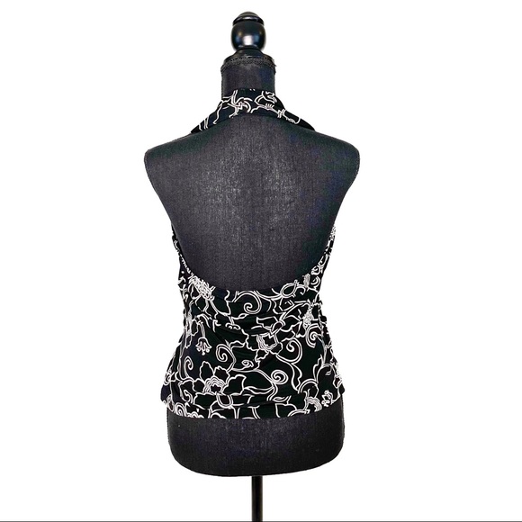 Black House White Market Floral Blouse Halter style Black and White Size Small. - Picture 2 of 3